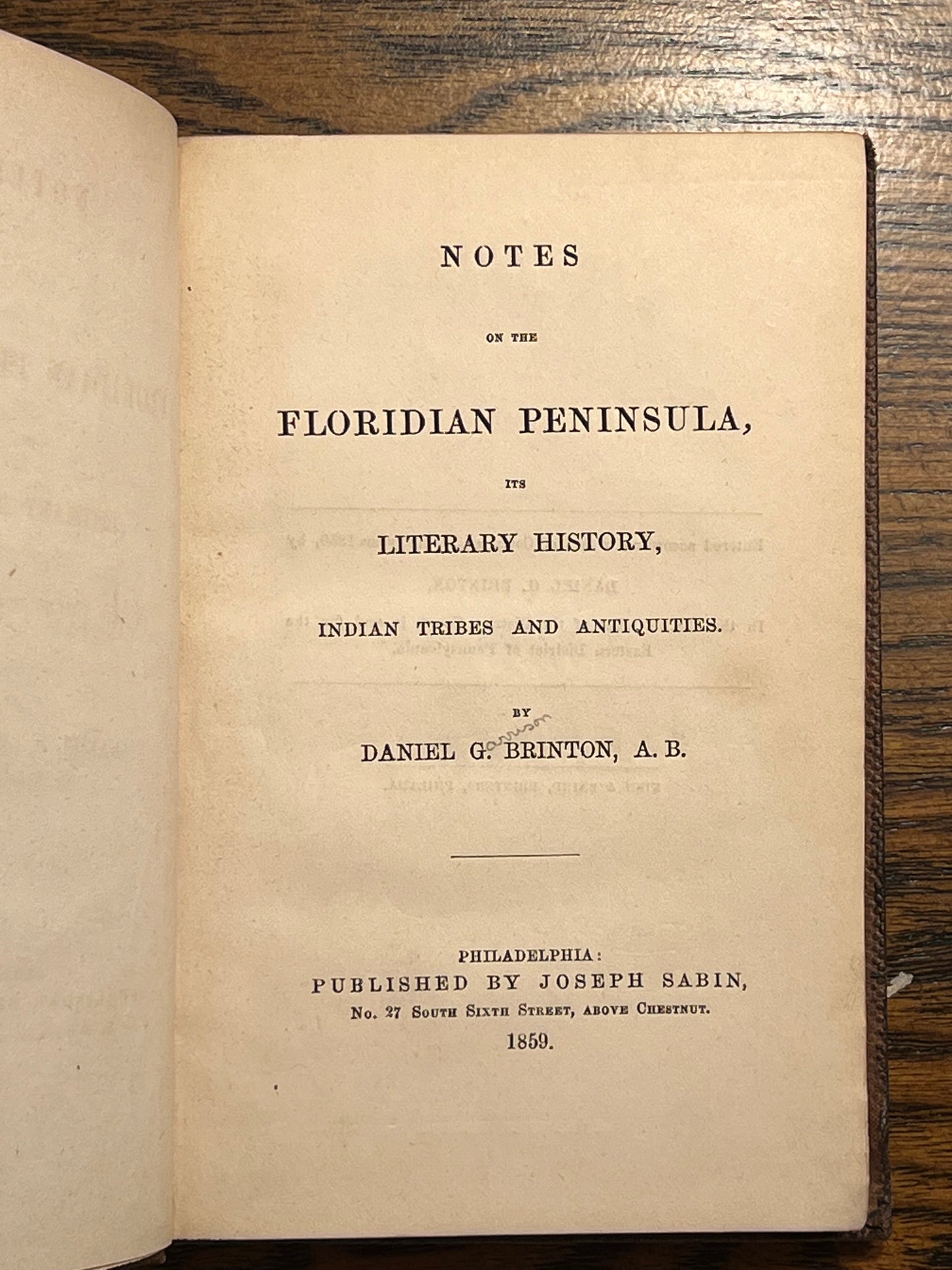 BOOKS - NOTES ON THE FLORIDIAN PENINSULA - 1859 - Rare and Collectable book.
