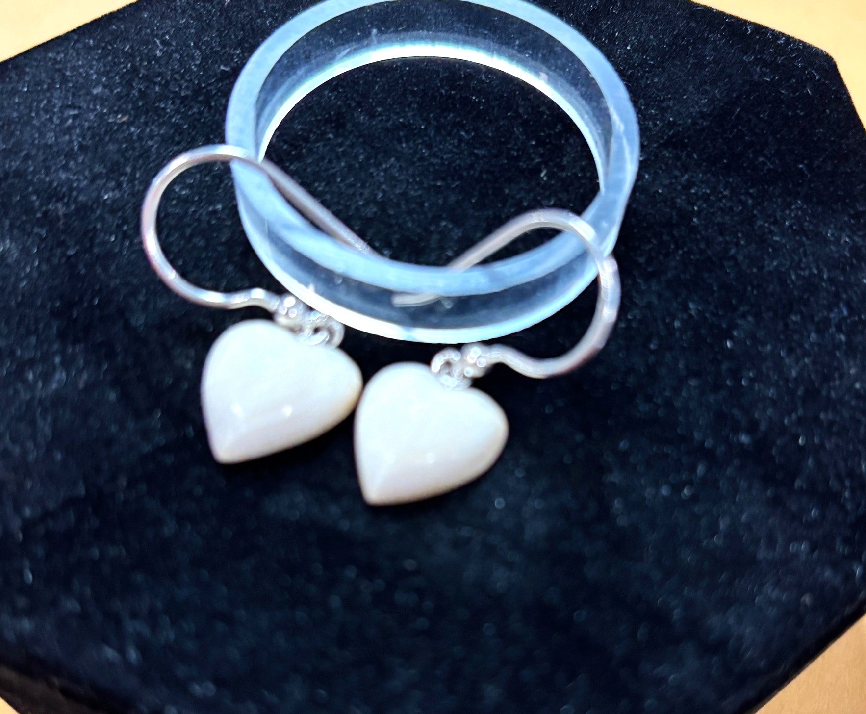 Ivory Jacks - Mammoth Ivory Puff Heart Drop Earrings