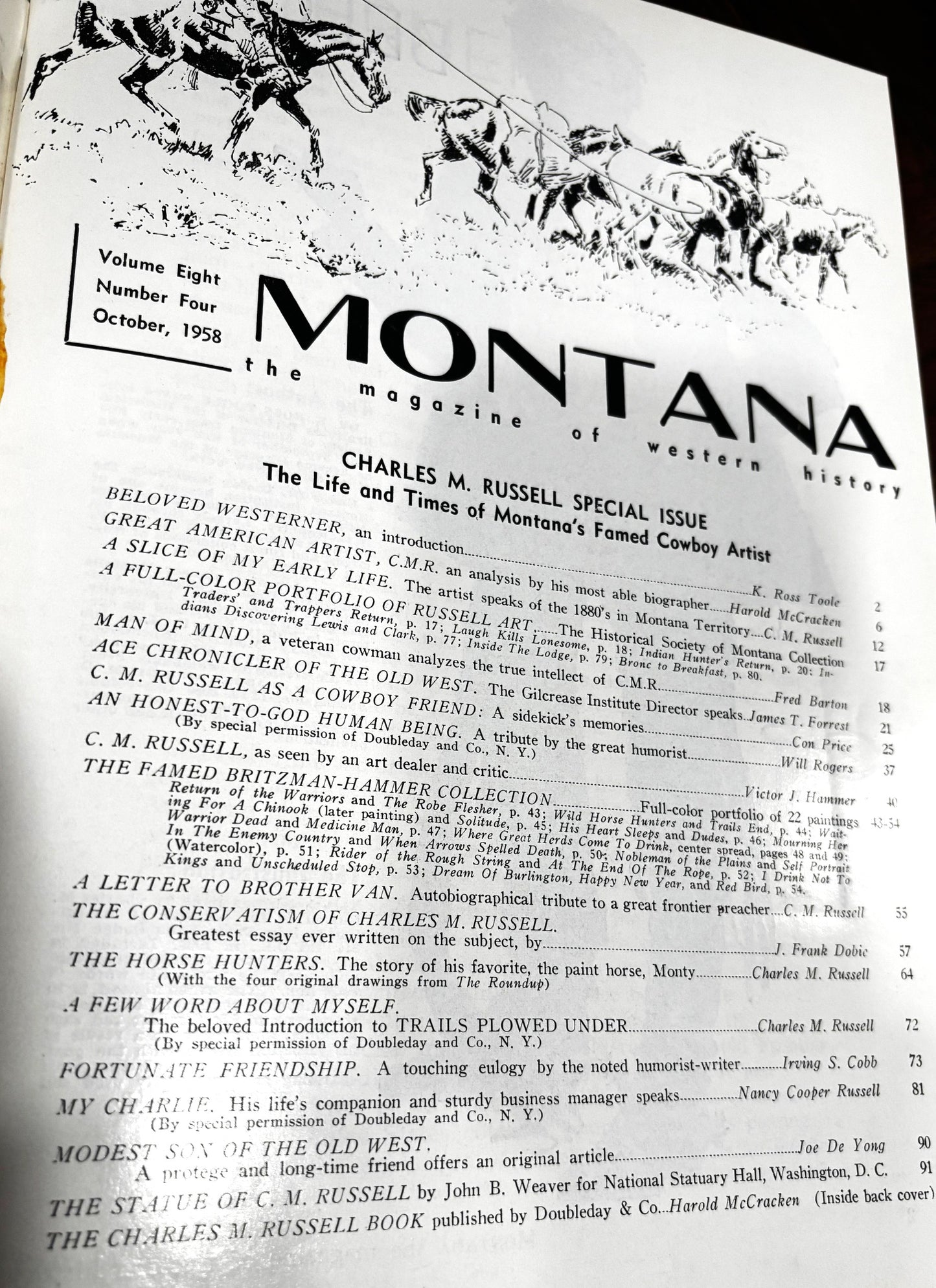 BOOKS - "The Charles M. Russell Special Edition" - Autumn 1958 - Montana Magazine