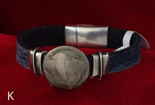 Cathy Crelling - Bracelets Crelling Bison Leather / Silver / Buffalo Nickel