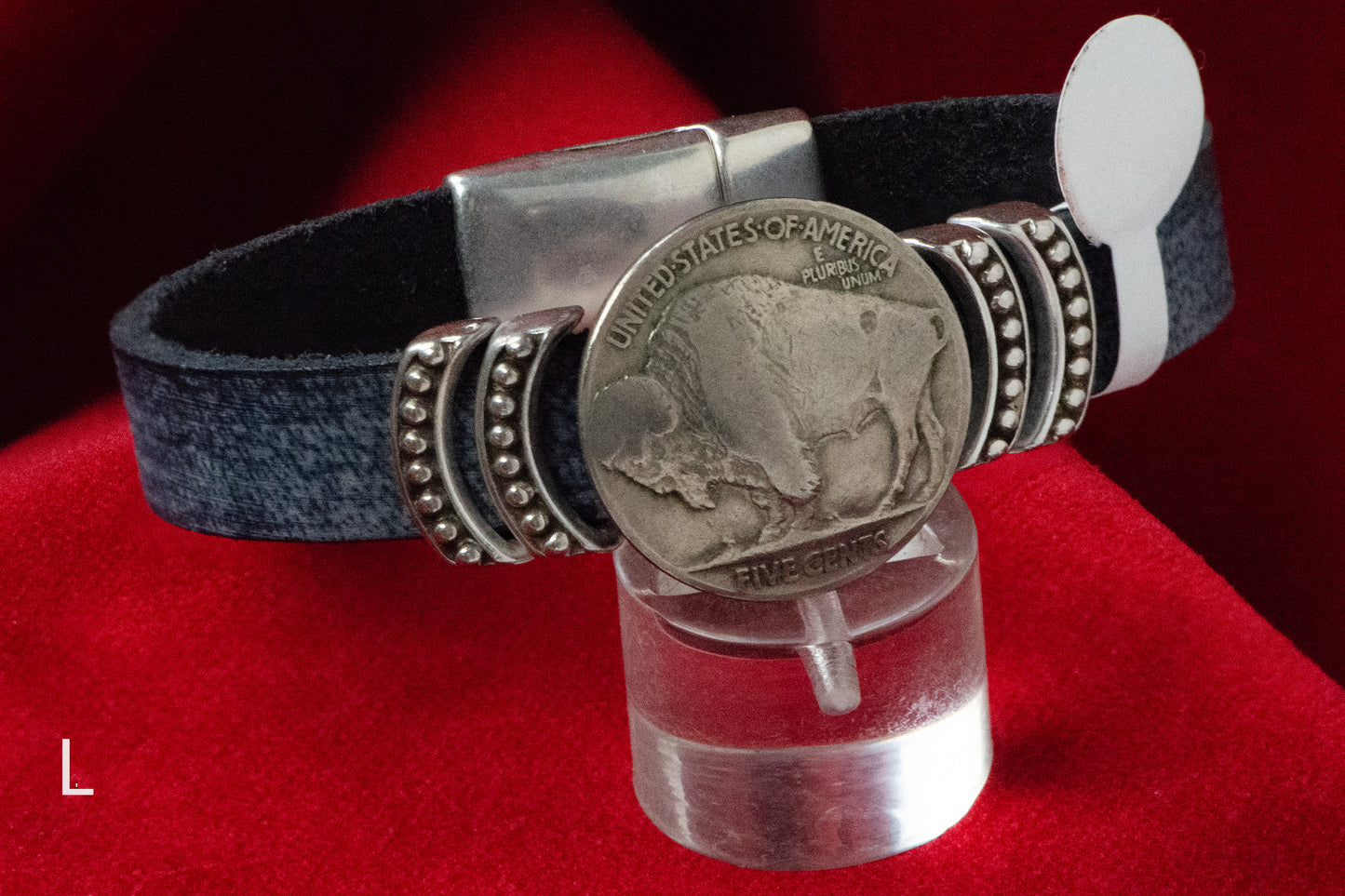 Cathy Crelling - Bracelets Crelling Bison Leather / Silver / Buffalo Nickel