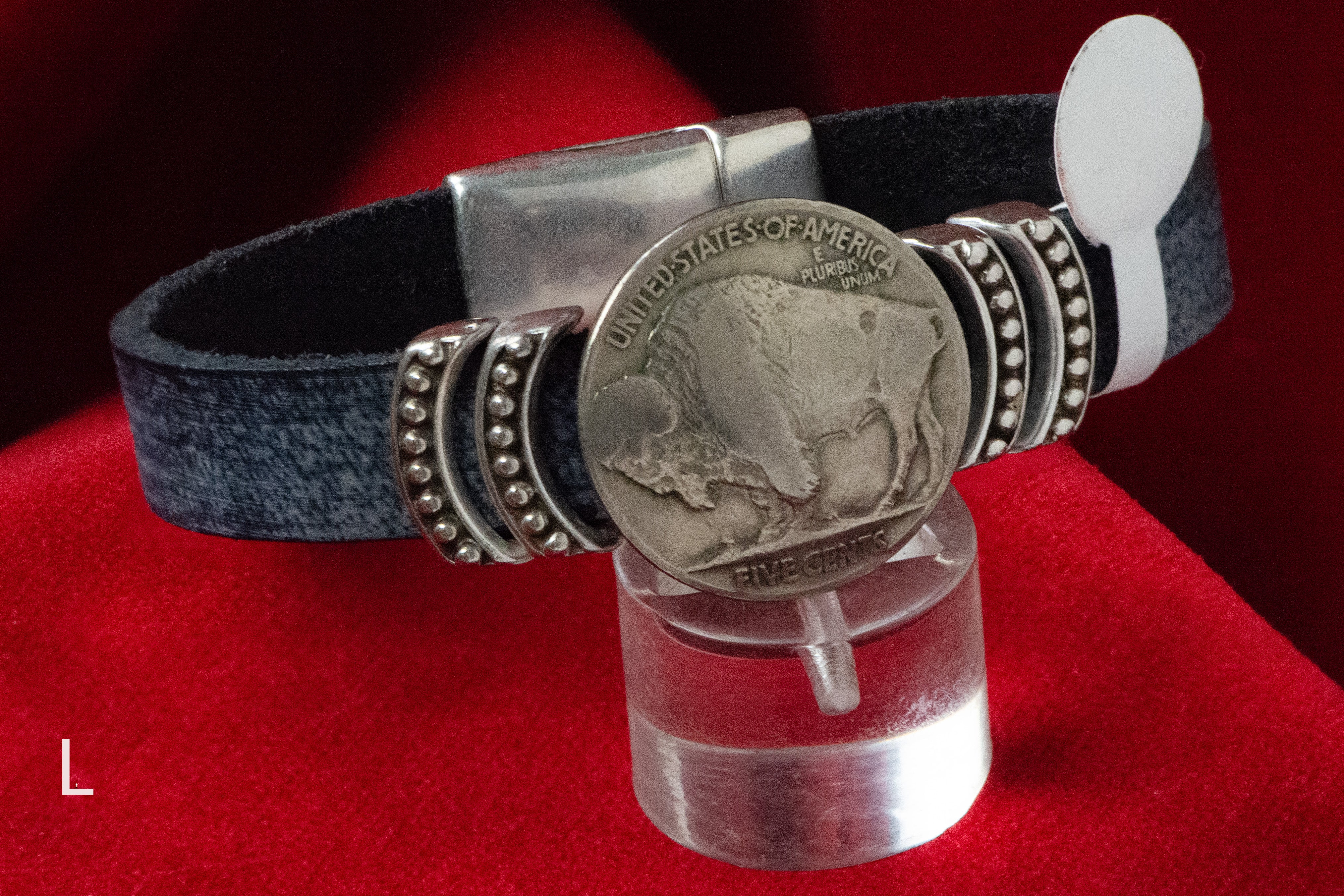 Cathy Crelling - Bracelets Crelling Bison Leather / Silver / Buffalo Nickel