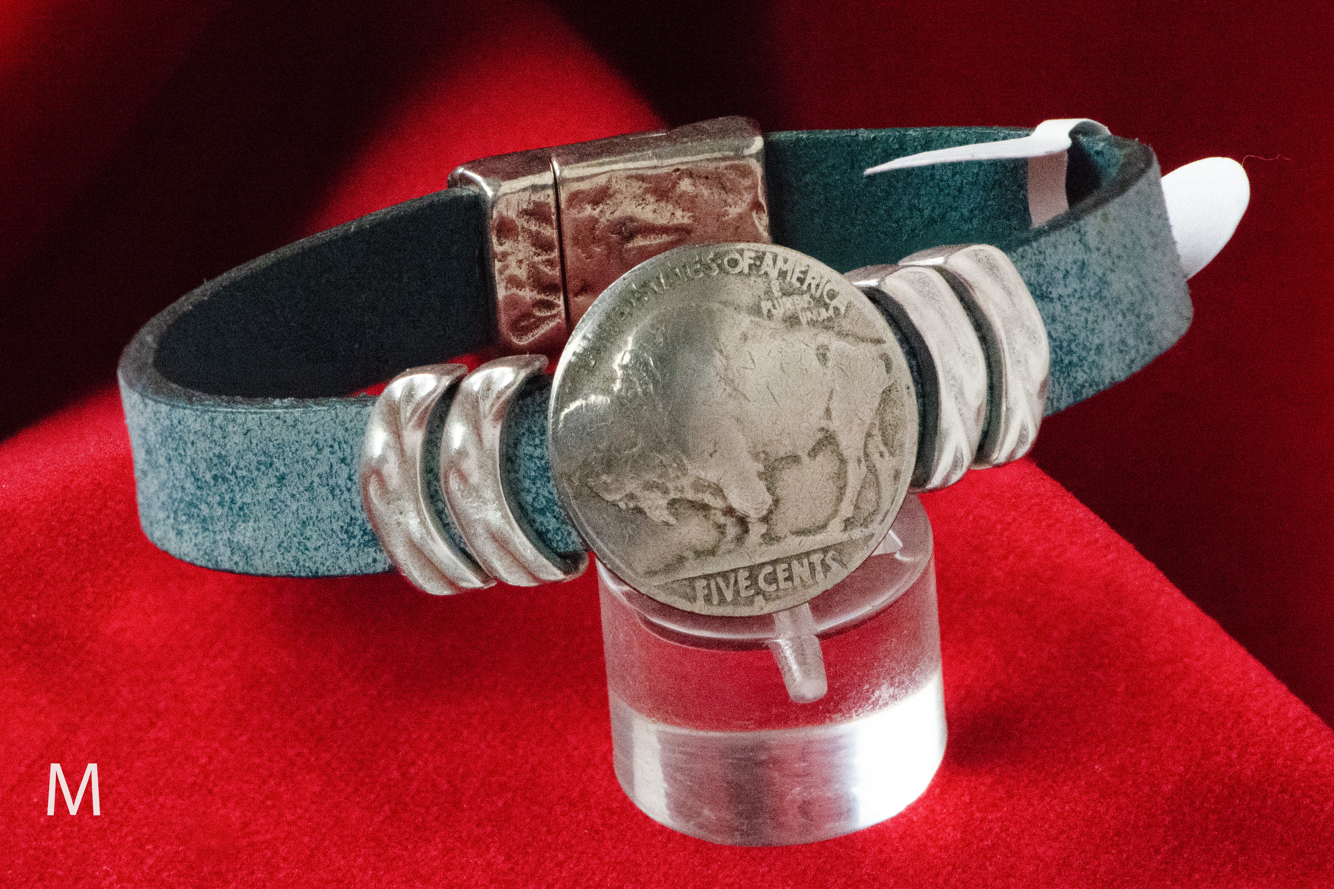 Cathy Crelling - Bracelets Crelling Bison Leather / Silver / Buffalo Nickel