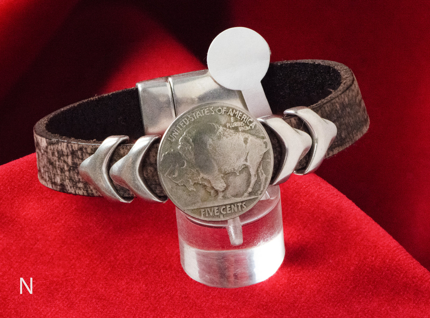Cathy Crelling - Bracelets Crelling Bison Leather / Silver / Buffalo Nickel