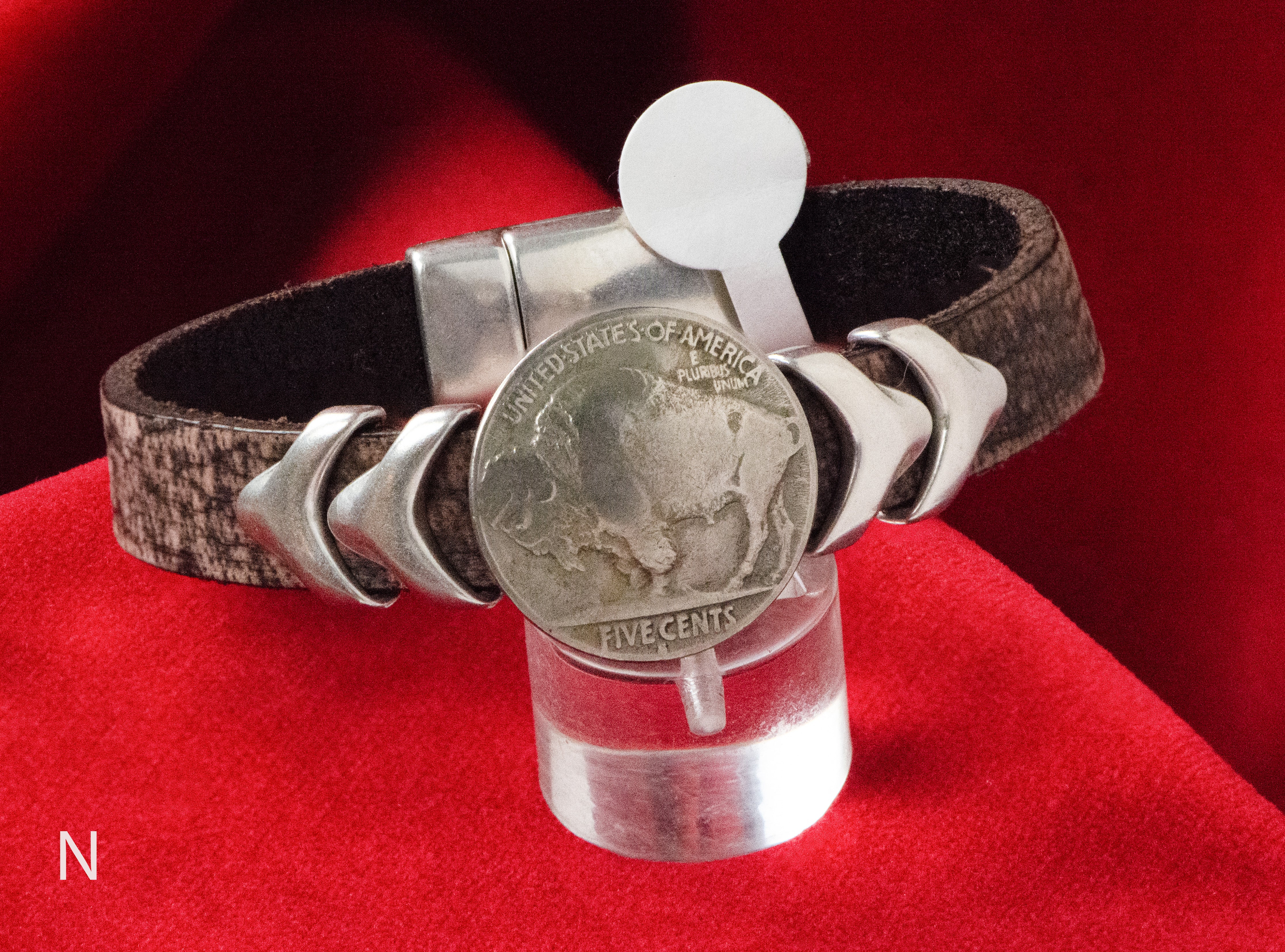 Cathy Crelling - Bracelets Crelling Bison Leather / Silver / Buffalo Nickel