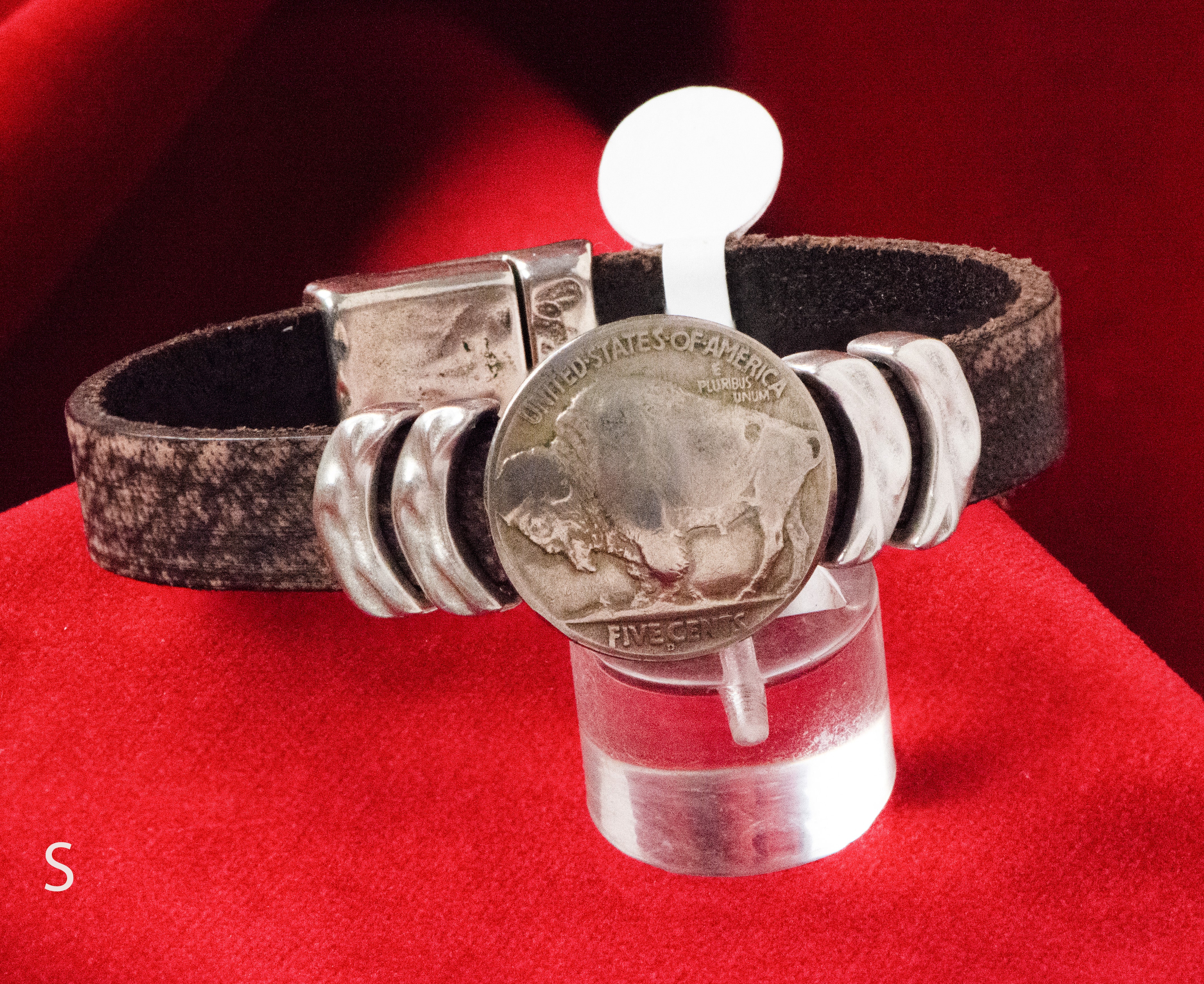 Cathy Crelling - Bracelets Crelling Bison Leather / Silver / Buffalo Nickel