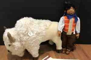 Steiff Felt Indian Doll  and White Buffalo, Limited Edition 1998,