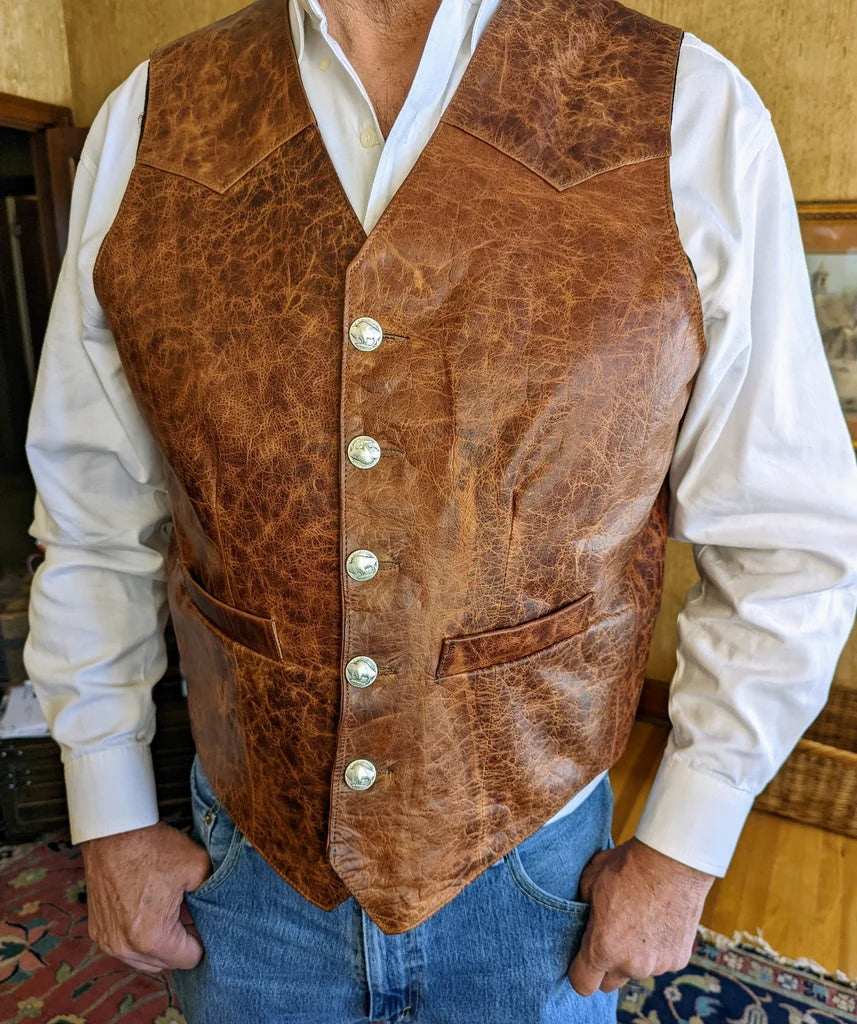 WHOLESALE LOT #2- 4 Bison Leather Vests - Medium