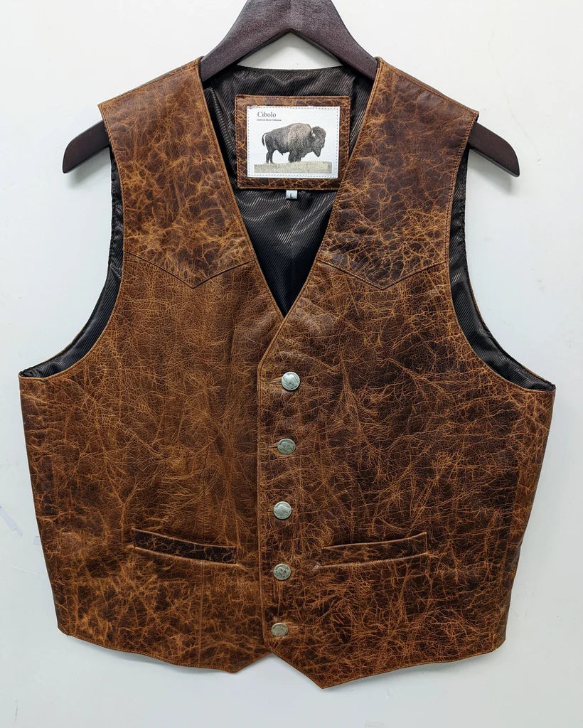 WHOLESALE LOT #2- 4 Bison Leather Vests - Medium