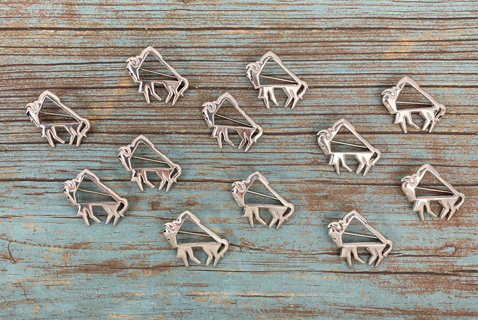 SPR - Sterling Silver Bison Pins - Version 2