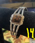 Sterling Silver and Petrified Wood bracelets - 1940's Native Made