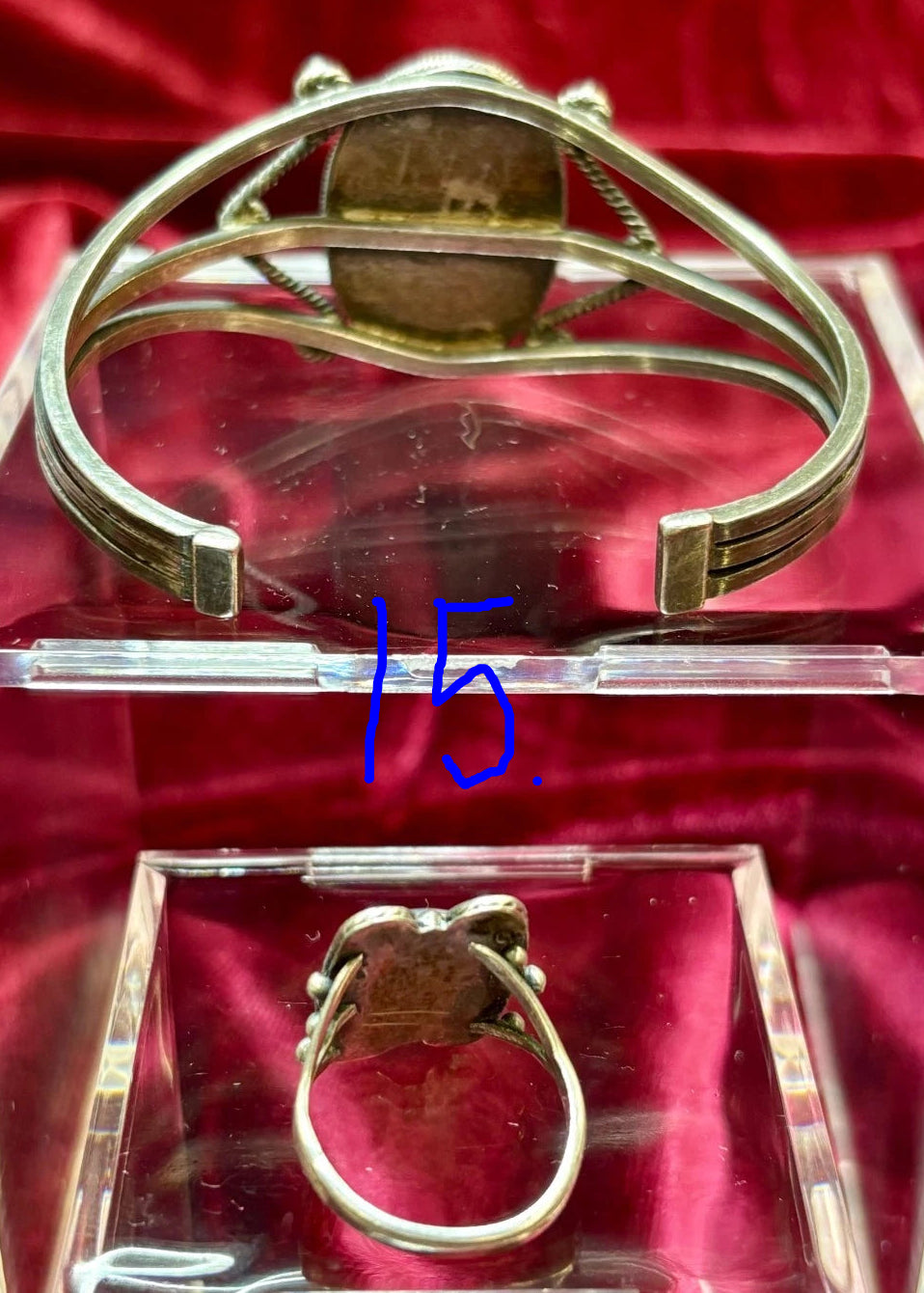 Sterling Silver and Petrified Wood bracelets - 1940's Native Made