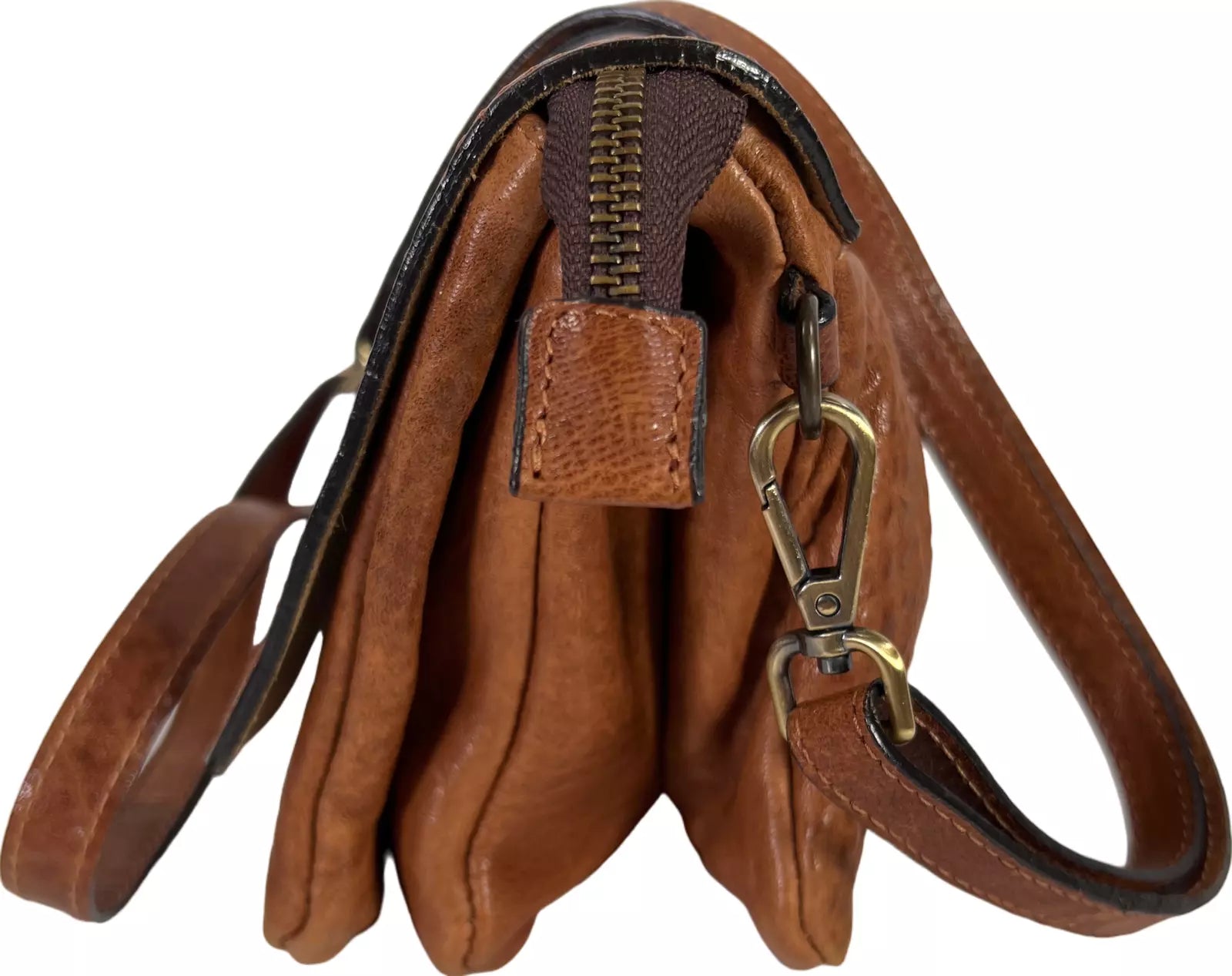 Bison leather small shoulder bag - Italian made