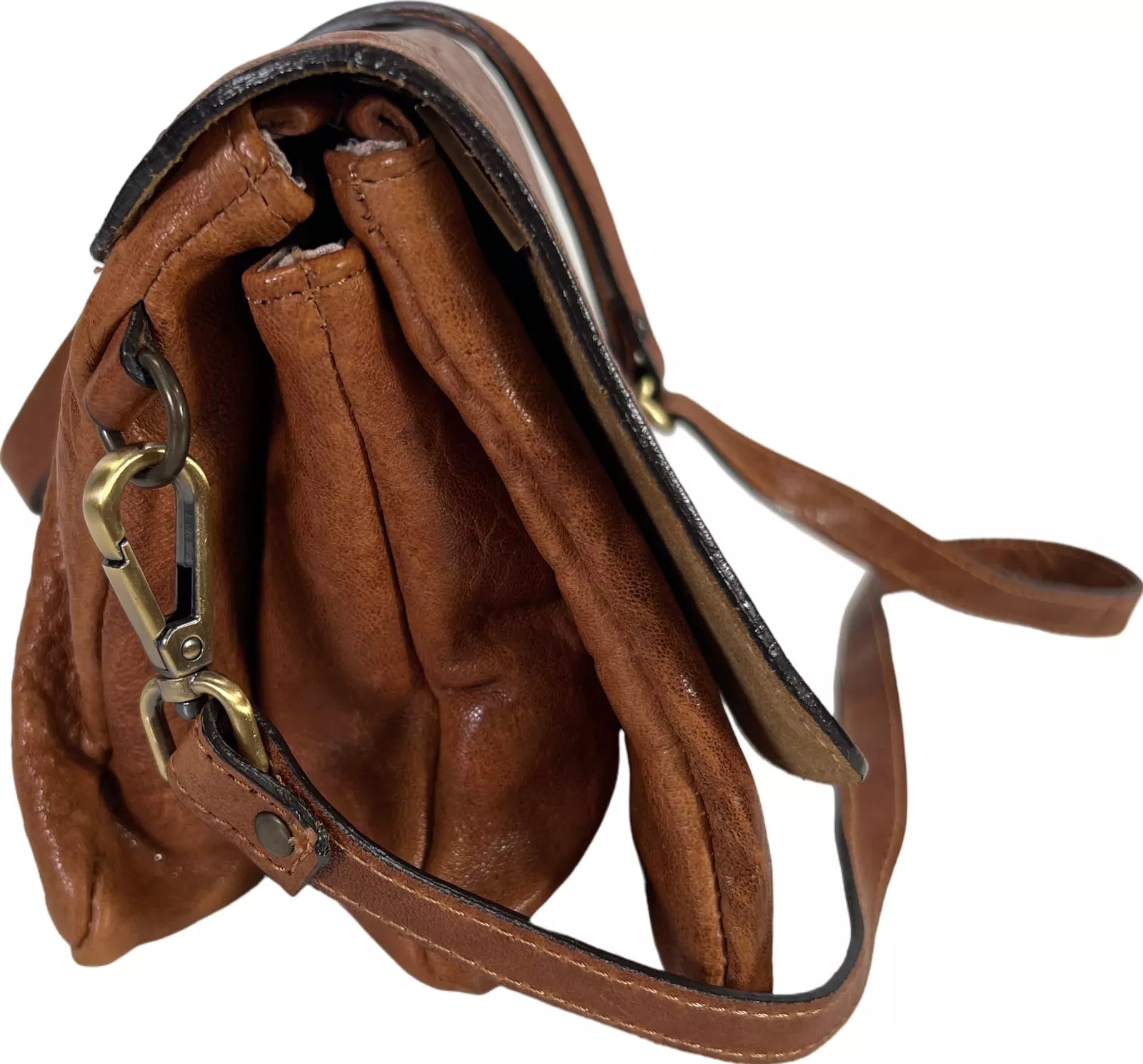 Bison leather small shoulder bag - Italian made