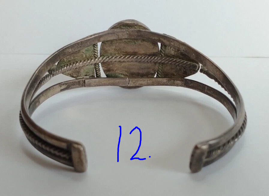 Sterling Silver and Petrified Wood bracelets - 1940's Native Made