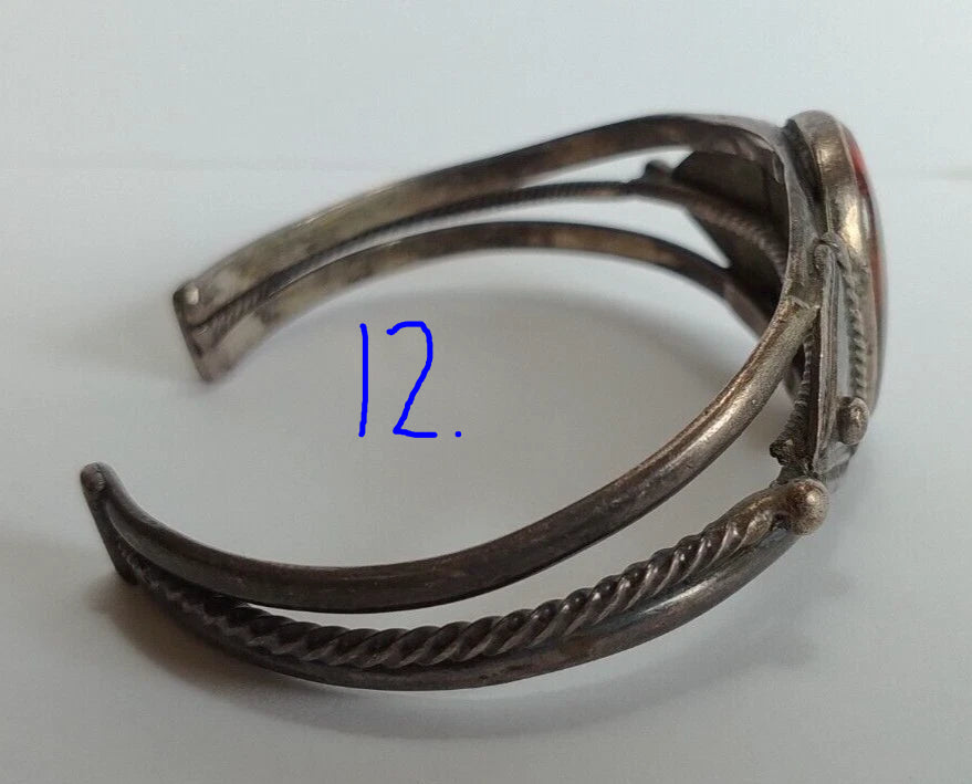 Sterling Silver and Petrified Wood bracelets - 1940's Native Made