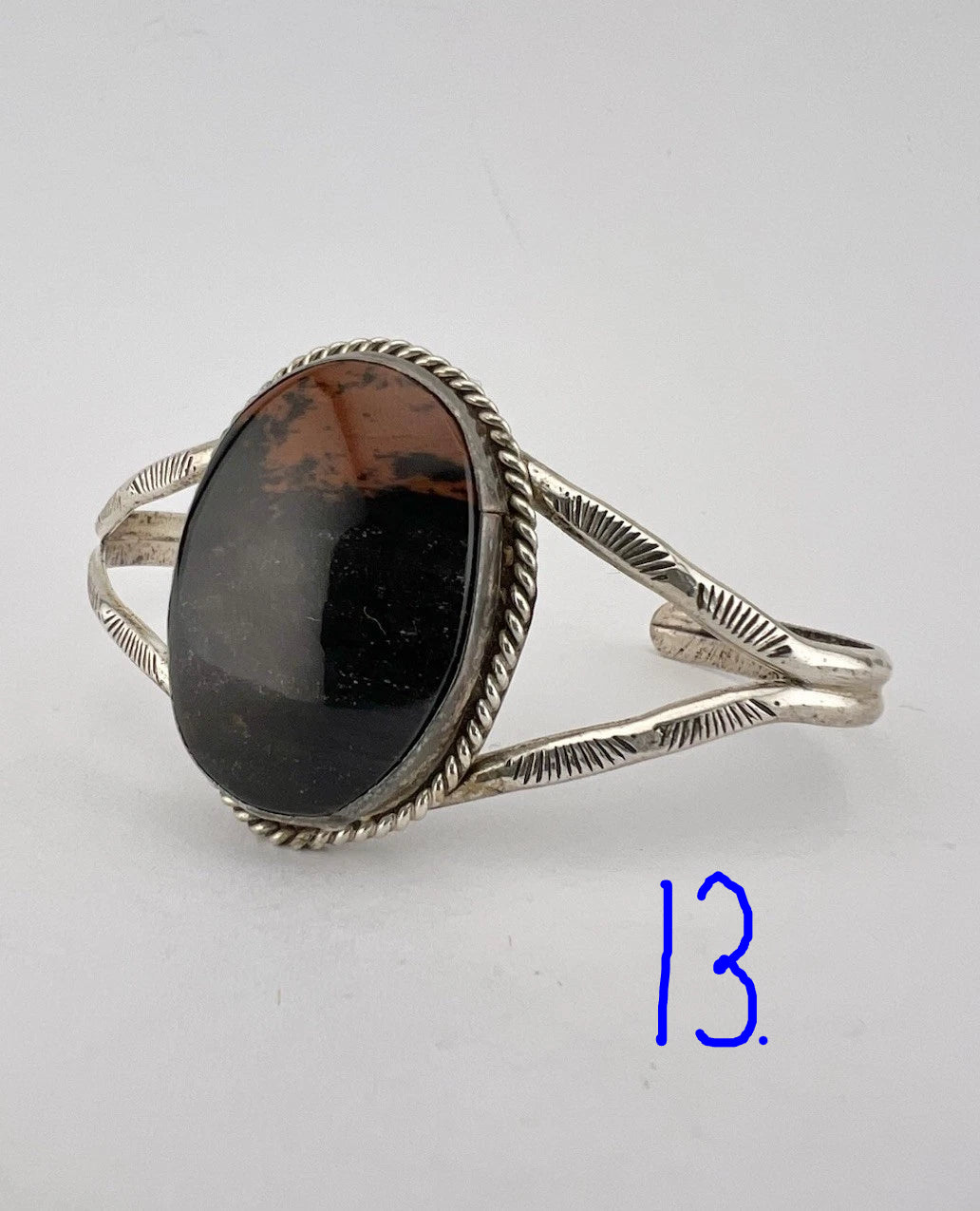 Sterling Silver and Petrified Wood bracelets - 1940's Native Made