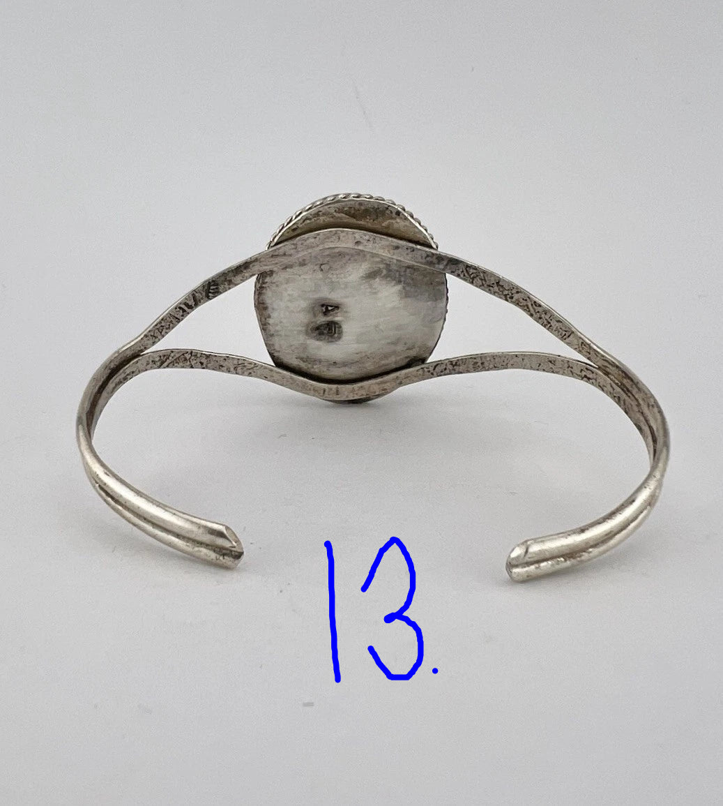 Sterling Silver and Petrified Wood bracelets - 1940's Native Made