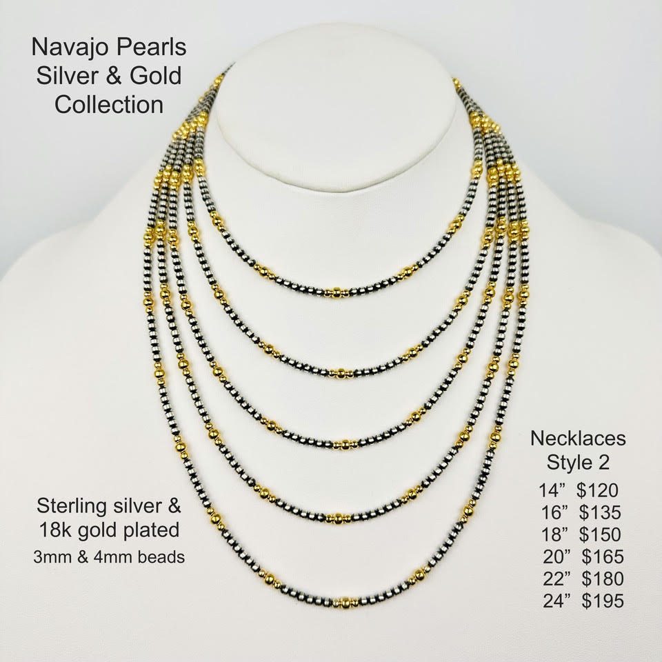 SPR - Navajo Pearls Silver and Gold - Style 2 Necklace