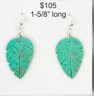 SPR - Carved Turquoise Feather Earrings