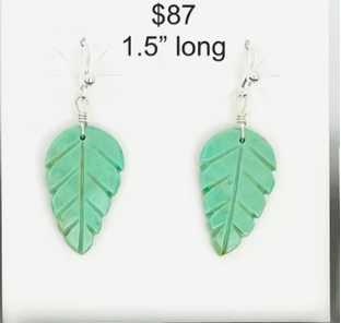 SPR - Carved Turquoise Feather Earrings