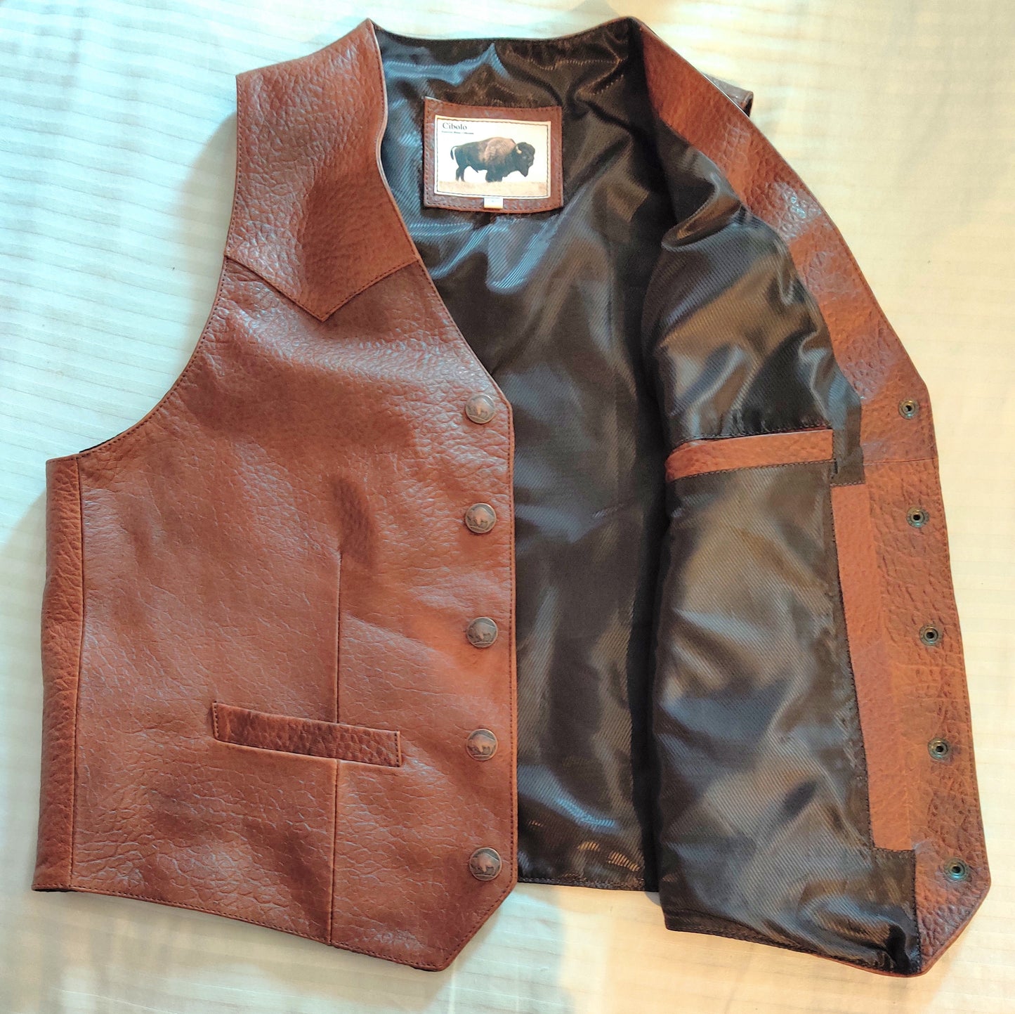 WHOLESALE LOT #2- Bison Leather Vests - Medium only