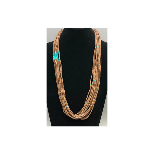 15-strand heishi and turquoise vintage necklace.