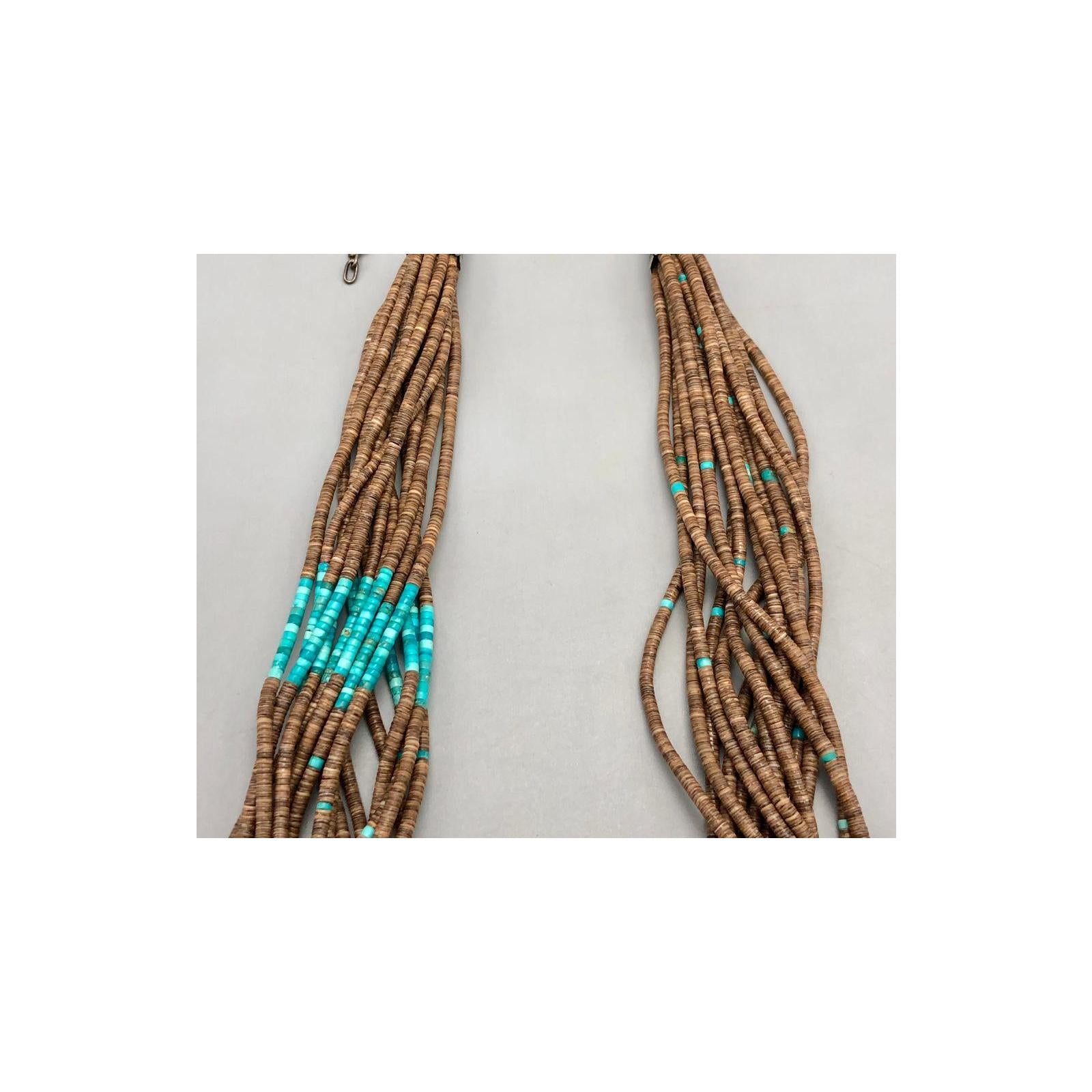 15-strand heishi and turquoise vintage necklace.