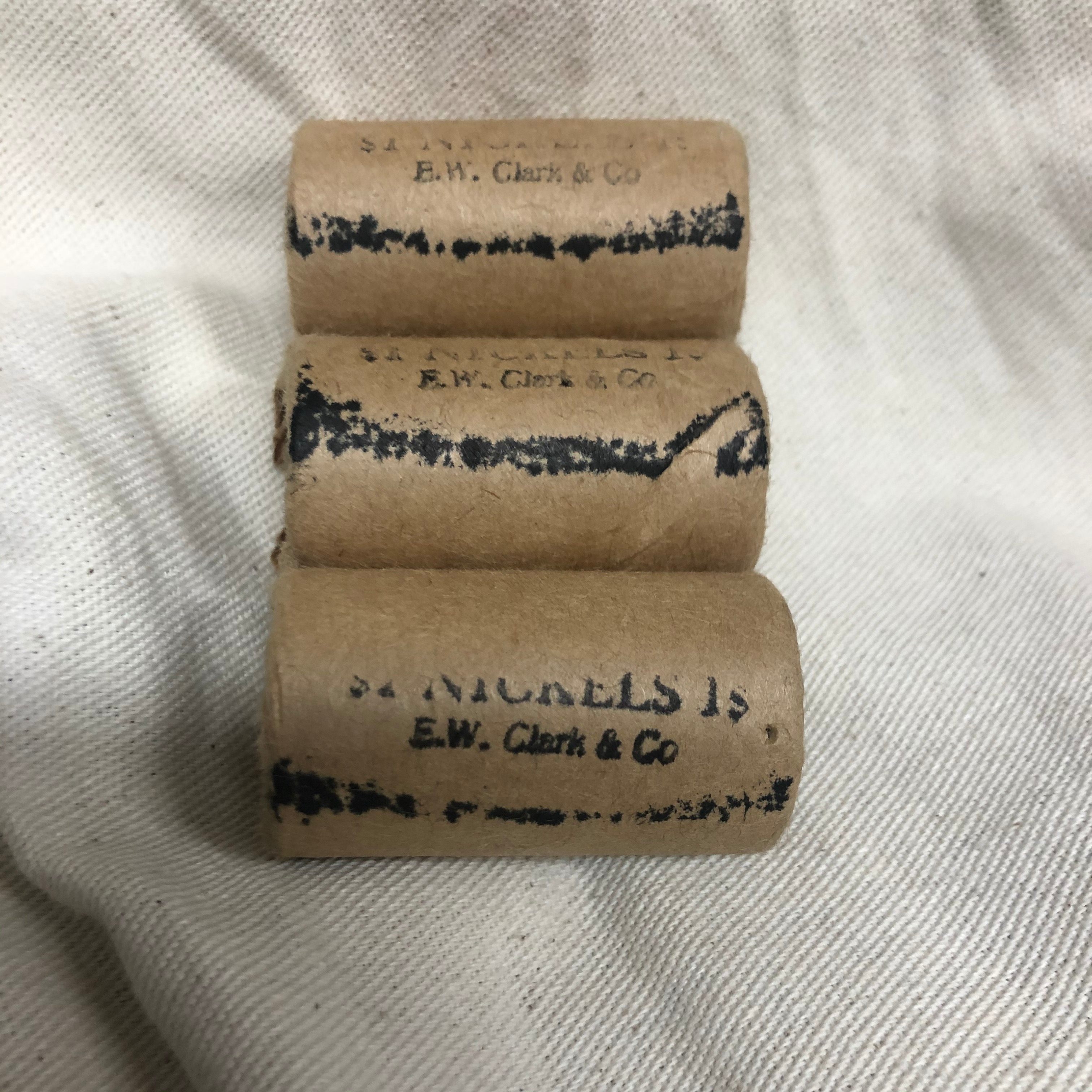 Buffalo nickel 1/2 rolls from E. W. Clark and Co. - Sealed rolls - Old and wonderful