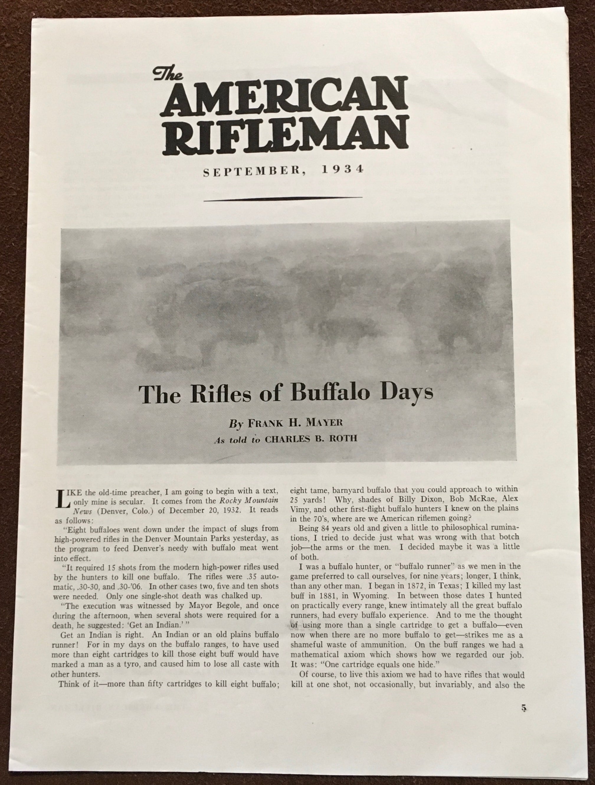 BOOKS - The American Rifleman: The Rifles of Buffalo Days Article