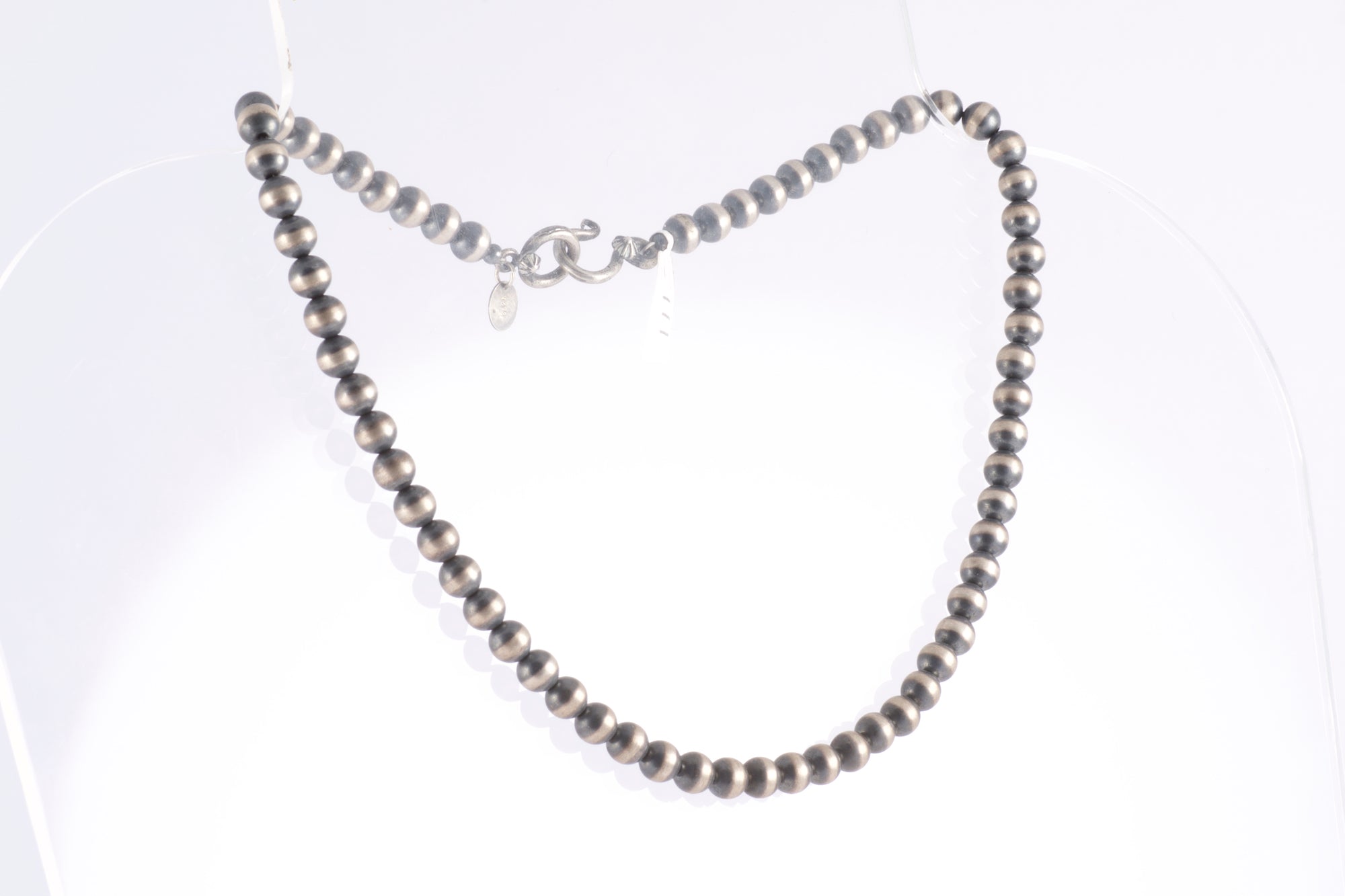 Navajo Pearls Silver Bead Necklace