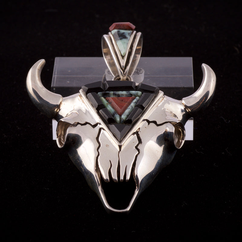 Sterling Silver Bison Skull Pendant