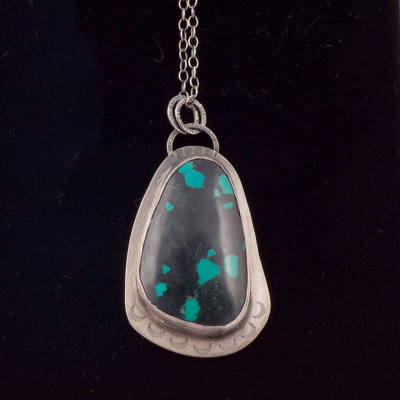 Sterling Silver Victor Chavez Navajo Turquoise Pendant