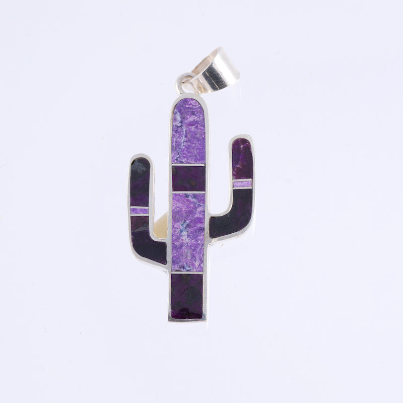 Pendant Cactus Sterling Silver With Sugalite inlay