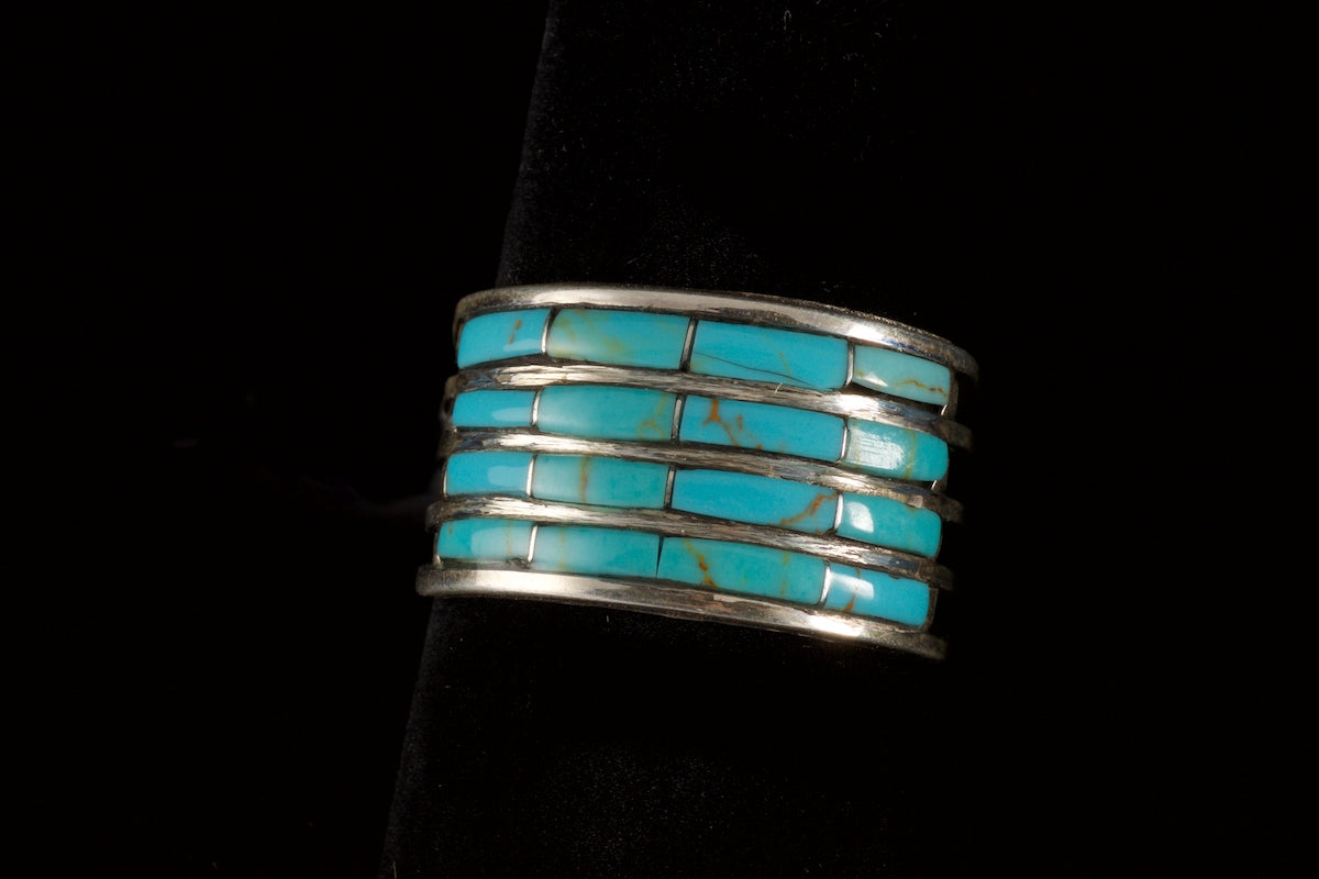 Women's Ring Turquoise Channel Inlay