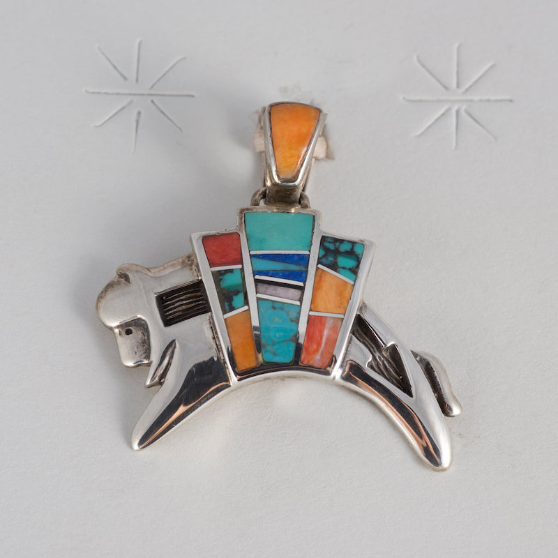 Pendants Sterling Silver with Stone Inlay Bison