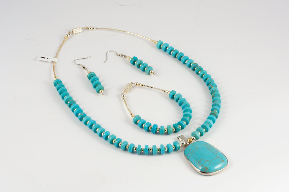 Set Navajo - Franklin and Bessie Kee - Sterling Silver and Natural Stone
