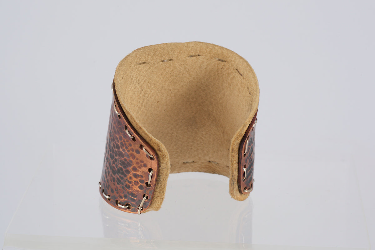 Scrimshaw Mammoth Ivory on hand wrought Copper Cuff by Charles Sinclair