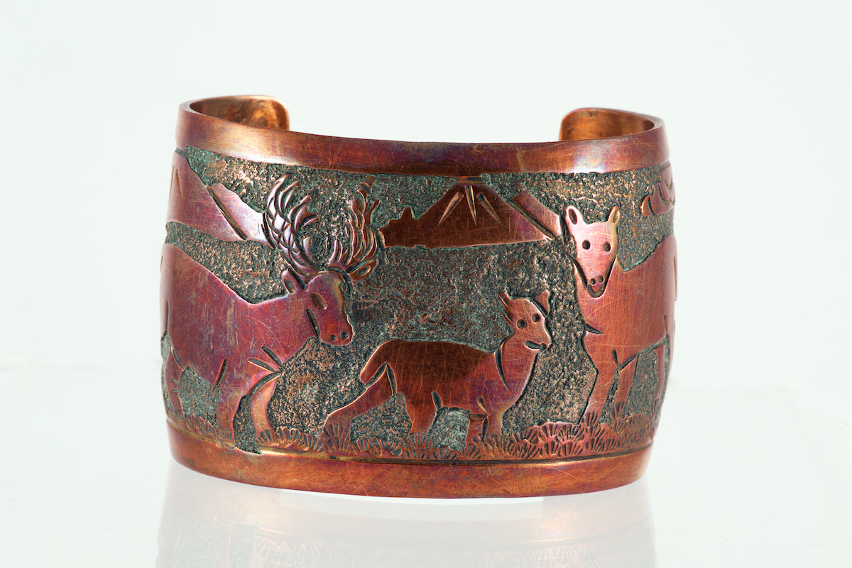 Wide Copper cuffs with overlay - Story Teller Cuffs