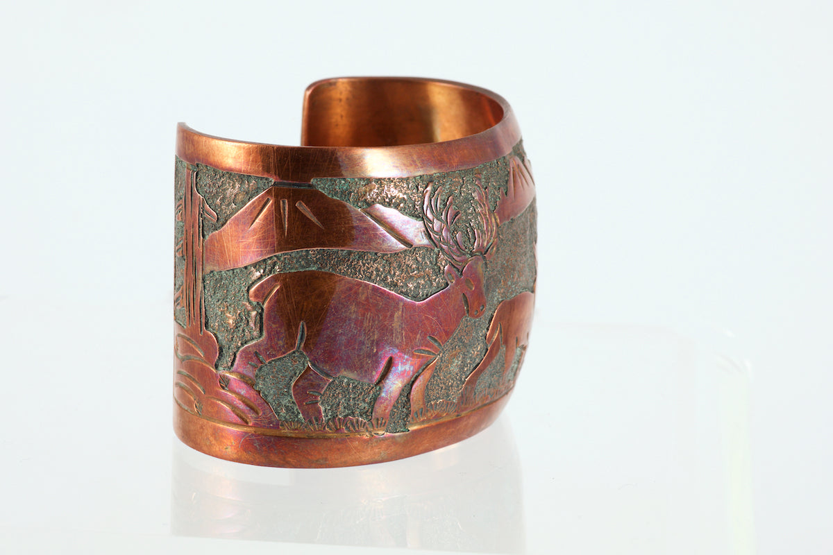 Wide Copper cuffs with overlay - Story Teller Cuffs