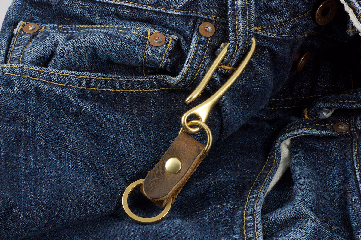 Coleman's Haberdashery - Fish Hook Keychains with bison leather
