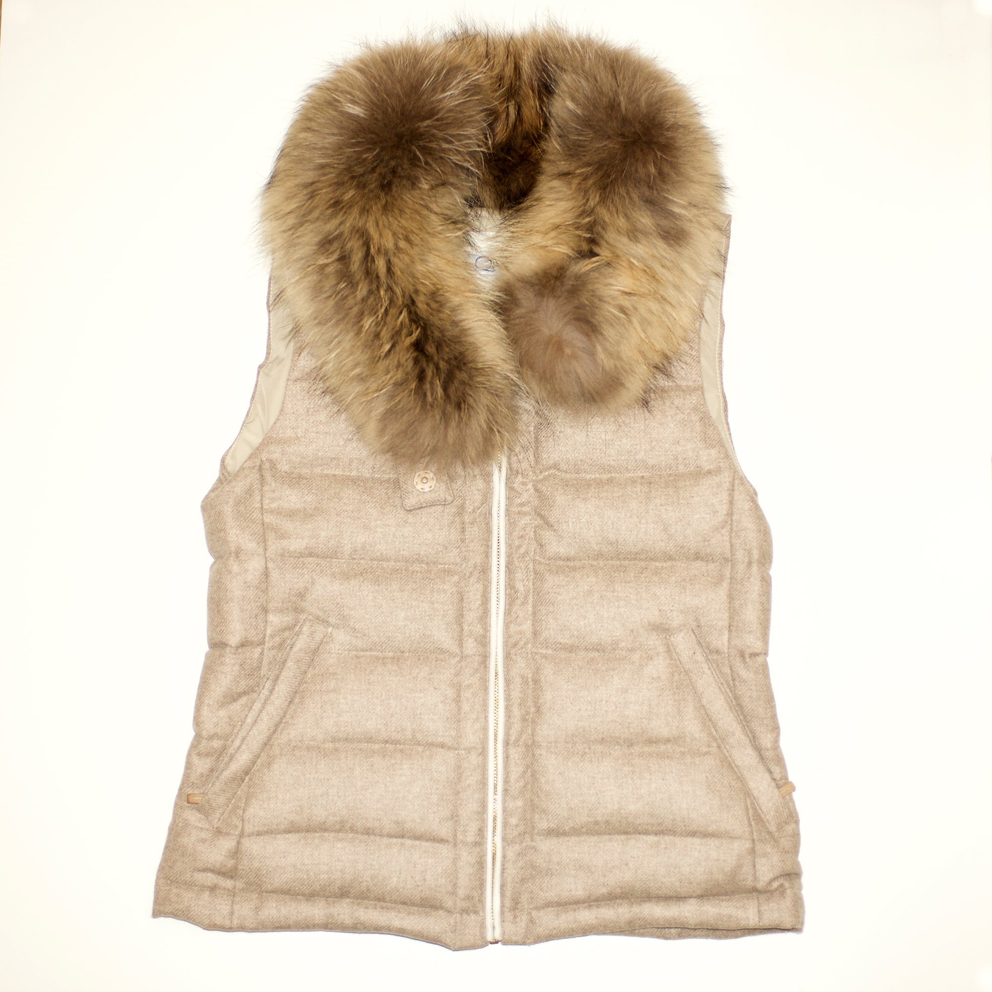 Muskox / Cashmere Vest with Fox Fur Collar