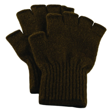 Bison Down Fingerless Gloves, Natural Brown