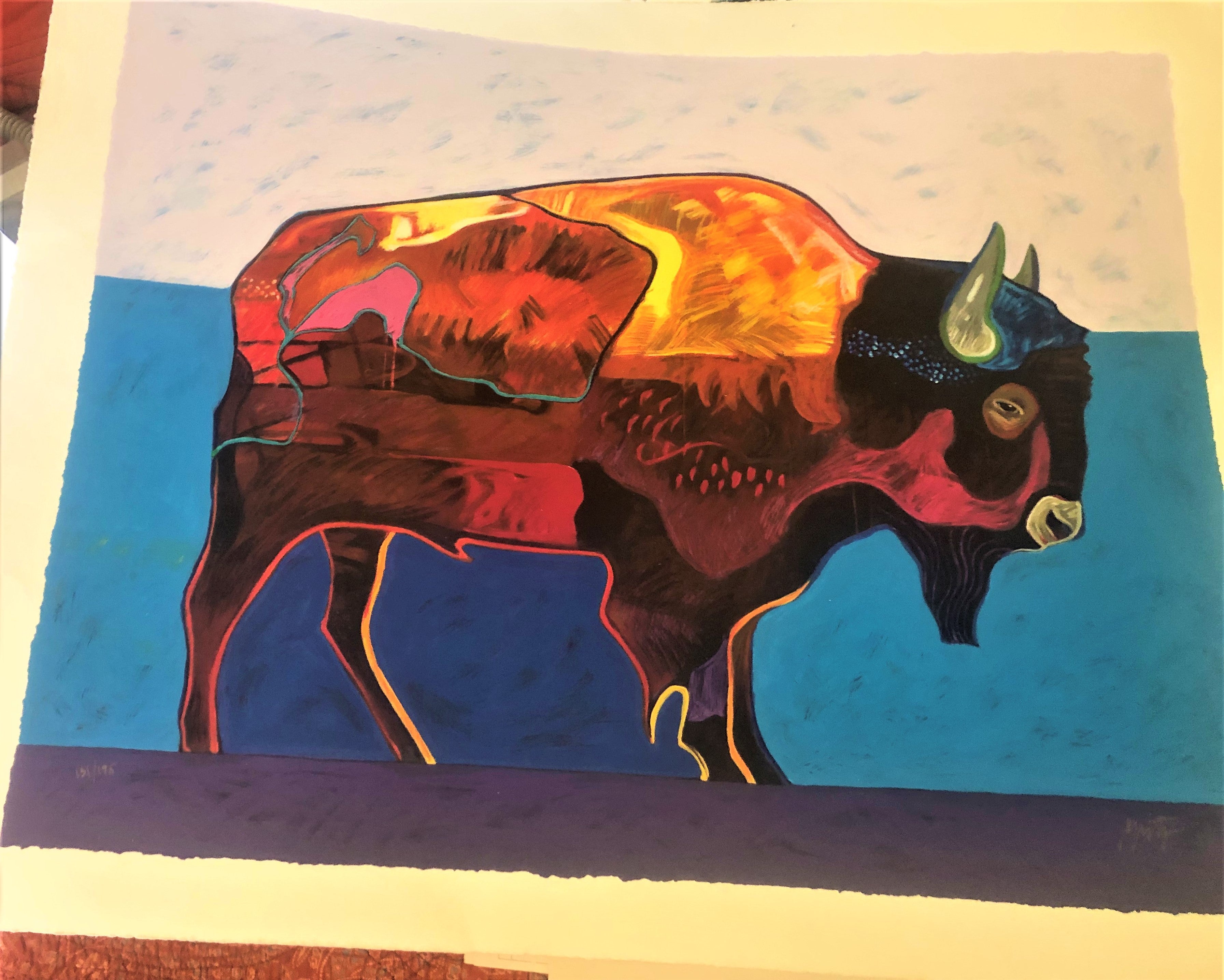 John Nieto 1936 -2018   - Serigraph - "Buffalo at Sunset"