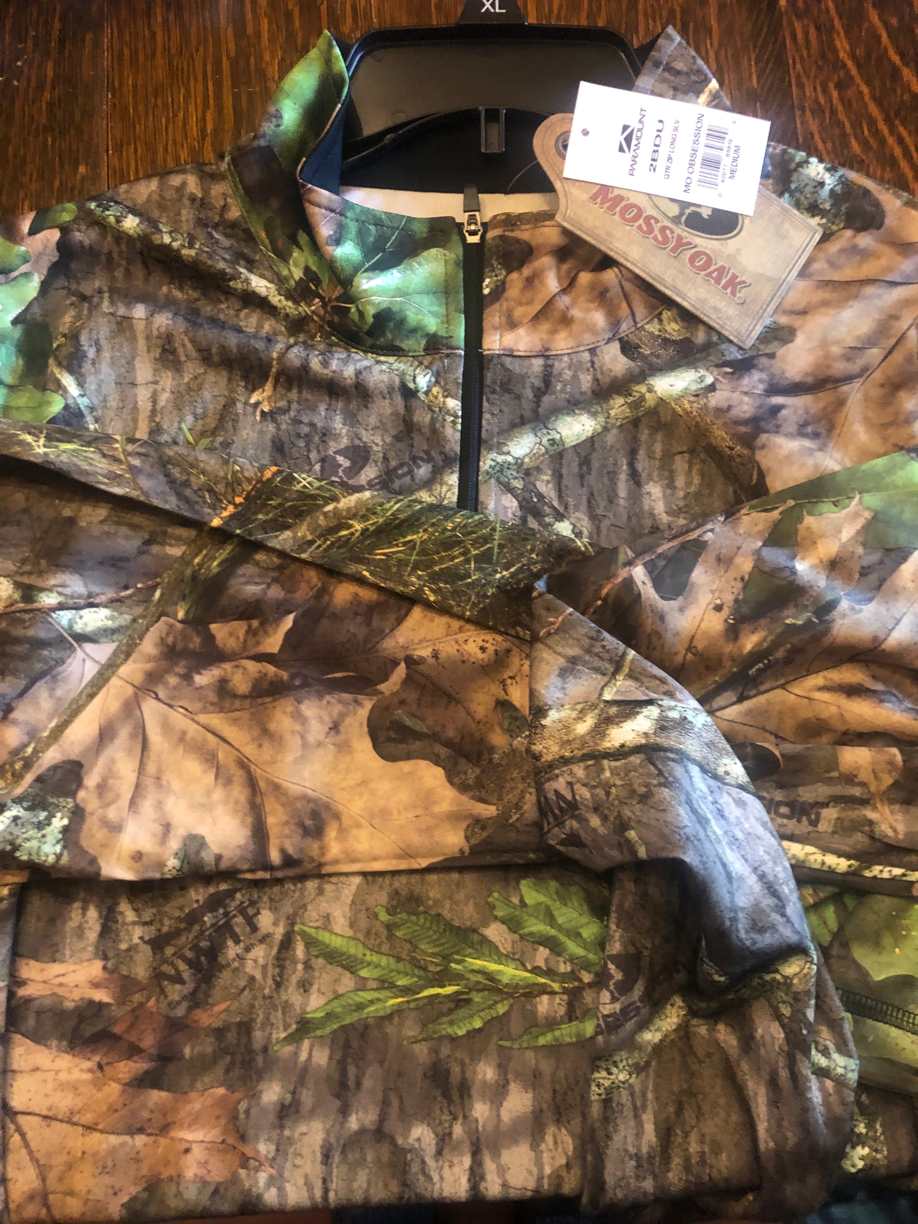 PARAMOUNT "Mossy Oak" fishing quarter zip shirt