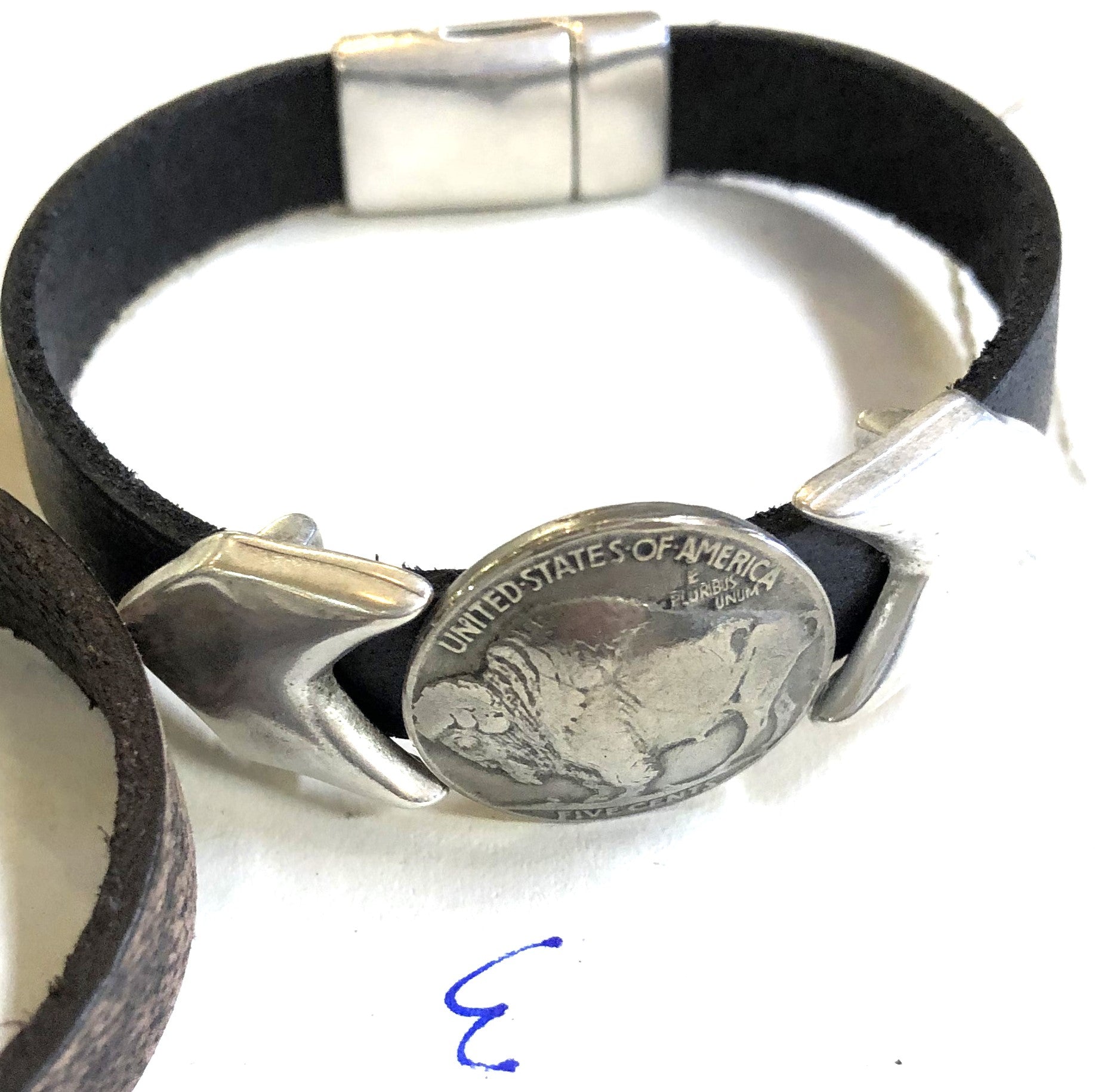 Cathy Crelling - Bracelets Crelling Bison Leather / Silver / Buffalo Nickel