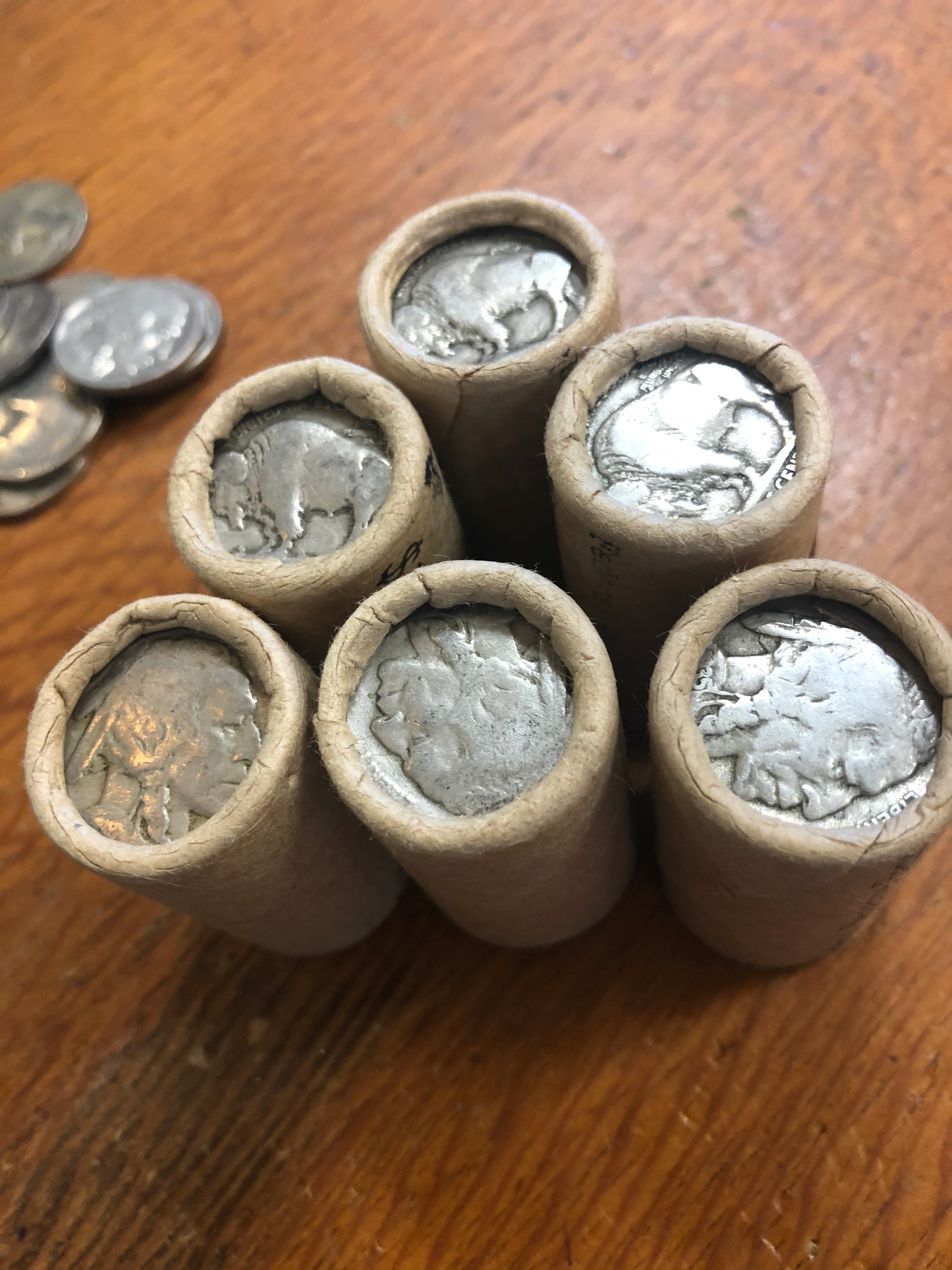Buffalo nickel 1/2 rolls from Chicago Federal Reserve - Sealed rolls - Old and wonderful