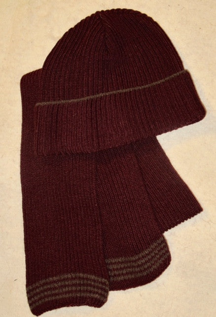"Limited Edition" Fisher Beanie/Scarf Set in Pure Claret