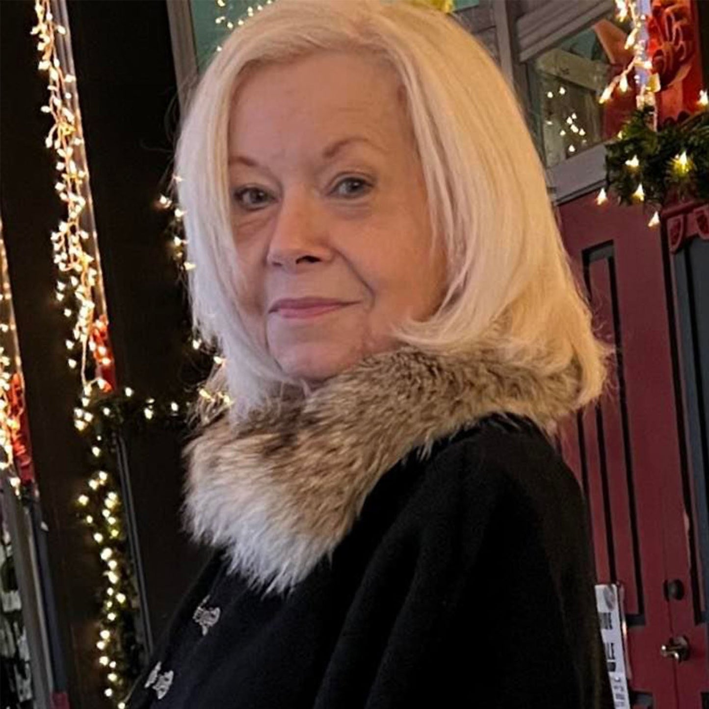 Woven Bison Cloth Cape with red fox collar and trim