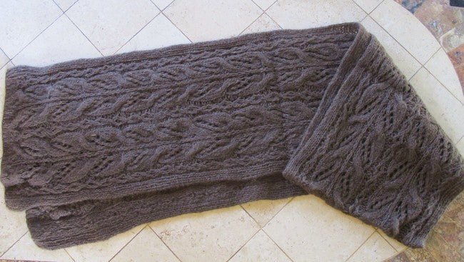 Bison Down Hand Knit Lace Scarf